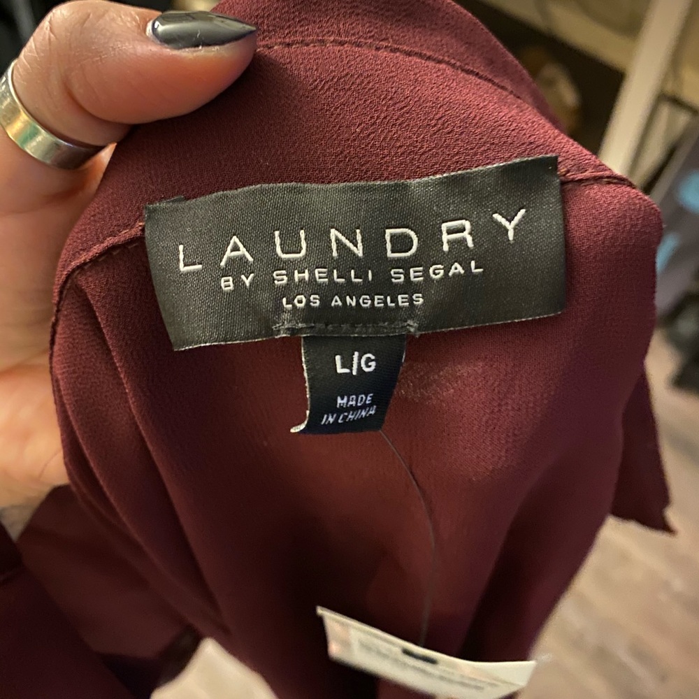 LAUNDRY - see through maroon button up